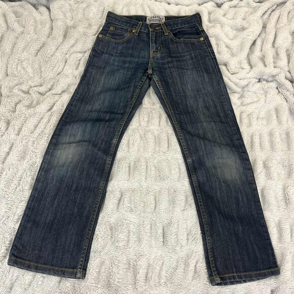 Levi Strauss Boys Jeans Size 10 Regular Slim Straight Fit Blue Adjustable Waist - Picture 1 of 8